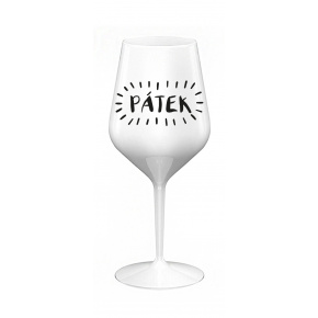 PÁTEK - bílá nerozbitná sklenice na víno 470 ml