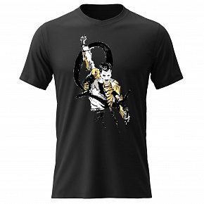 Dámské bavlněné tričko s potiskem - FREDDIE MERCURY - černé