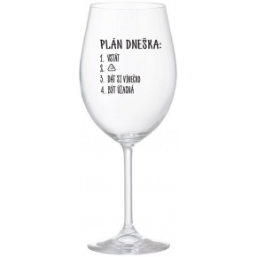 PLÁN DNEŠKA - VSTÁT - čirá sklenice na víno 350 ml