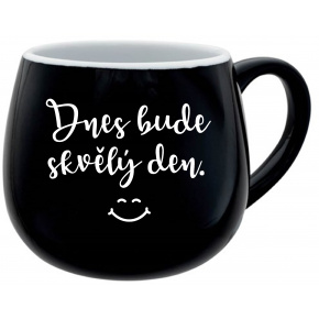 DNES BUDE SKVĚLÝ DEN. - černý keramický hrníček 300 ml