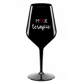 MOJE TERAPIE - černá nerozbitná sklenice na víno 470 ml