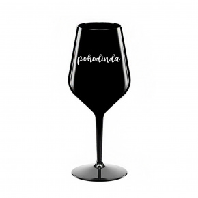 POHODINDA - černá nerozbitná sklenice na víno 470 ml