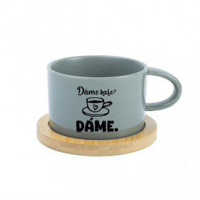 DÁME KAFE? DÁME. - šedý hrníček makronka 200 ml