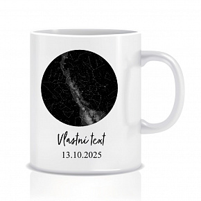 Personalizovaný klasický bílý keramický hrníček 300 ml s hvězdnou mapou