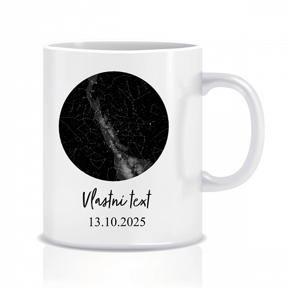 Personalizovaný klasický bílý keramický hrníček 300 ml s hvězdnou mapou