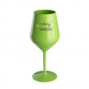 TEKUTÝ DÁREČEK - zelená nerozbitná sklenice na víno 470 ml