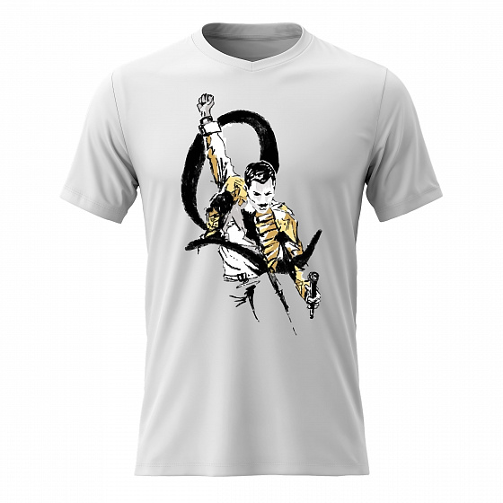 Dámské bavlněné tričko s potiskem - FREDDIE MERCURY - bílé