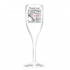 Personalizovaná nerozbitná prosecco sklenice s mapou