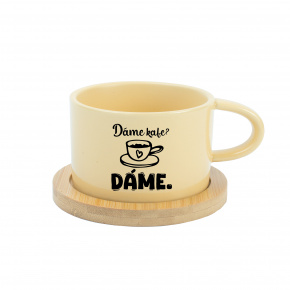 DÁME KAFE? DÁME. - žlutý hrníček makronka 200 ml