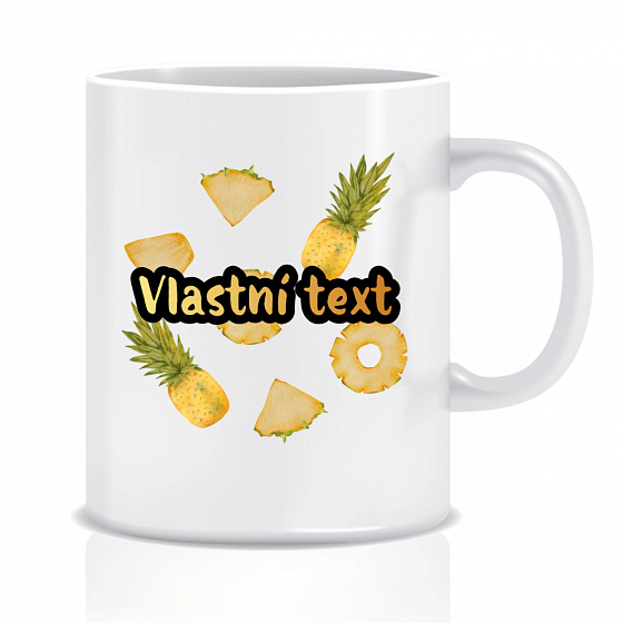 Personalizovaný klasický bílý keramický hrníček 300 ml s letním ovocem 