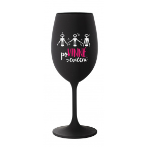 POVINNÉ CVIČENÍ - černá sklenice na víno 350 ml