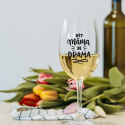 BÝT MÁMA JE DRAMA - čirá sklenice na víno 350 ml