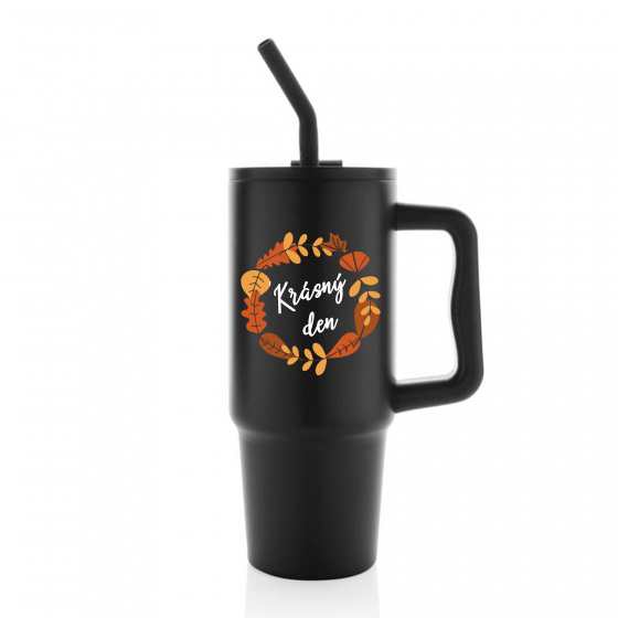 KRÁSNÝ DEN (PODZIM) - černý cestovní termohrnek 900 ml  