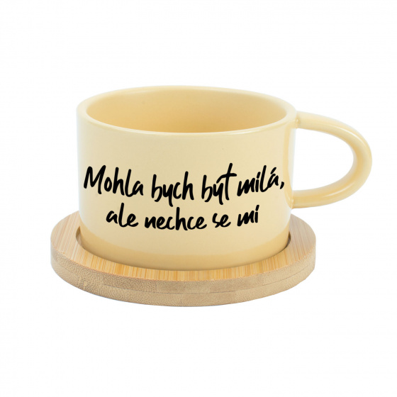 MOHLA BYCH BÝT MILÁ, ALE NECHCE SE MI - žlutý hrníček makronka 200 ml