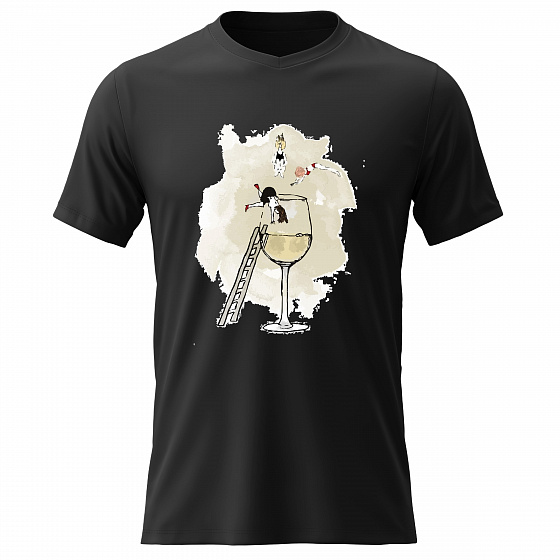 Dámské bavlněné tričko s potiskem - SKOK DO VÍNA - černé