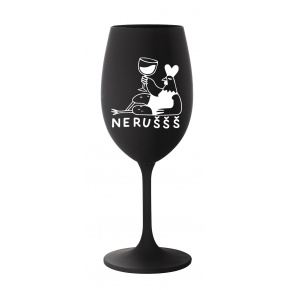 NERUŠŠŠ - černá sklenice na víno 350 ml