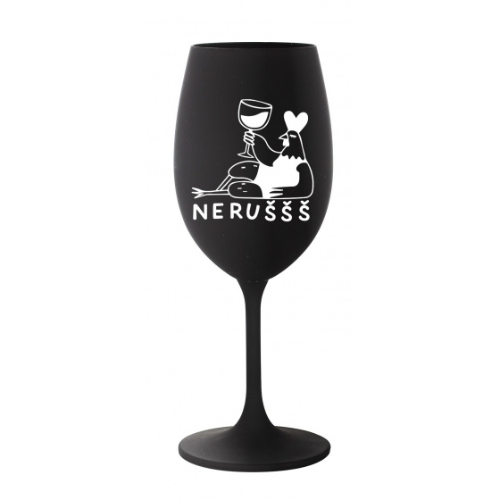 NERUŠŠŠ - černá sklenice na víno 350 ml