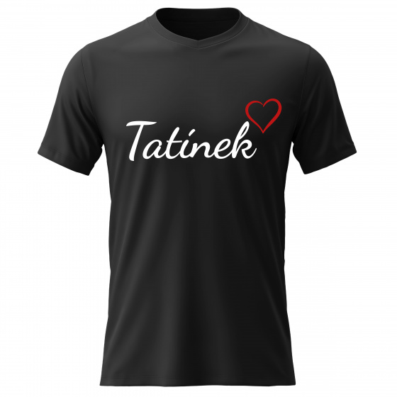 Pánské bavlněné tričko s potiskem - TATÍNEK - černé