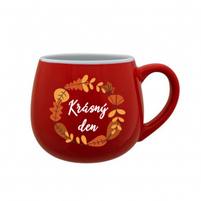 KRÁSNÝ DEN (PODZIM) - červený keramický hrníček 300 ml