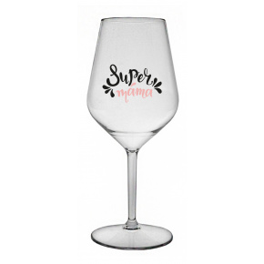 SUPER MÁMA (SPECIÁLNÍ EDICE) - čirá nerozbitná sklenice na víno 470 ml