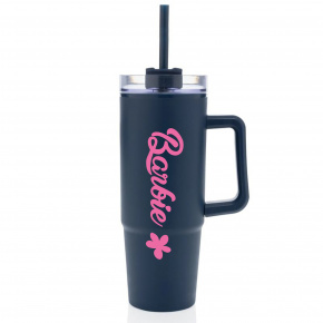 BARBIE - tmavě modrý cestovní hrnek s průhledným víčkem 900 ml  