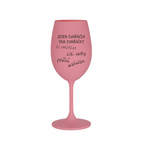 SVAŘÁČEK - růžová sklenice na víno 350 ml