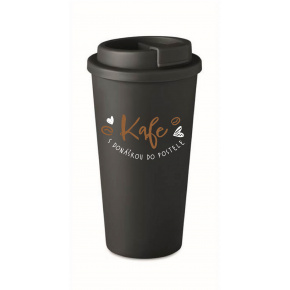 KAFE S DONÁŠKOU DO POSTELE - černý termohrnek 475 ml