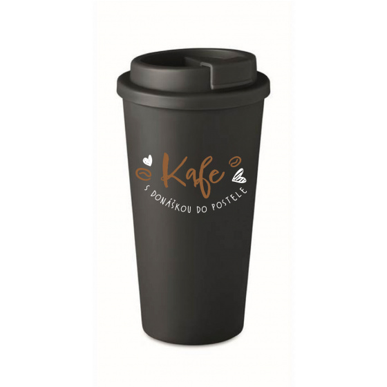 KAFE S DONÁŠKOU DO POSTELE - černý termohrnek 475 ml