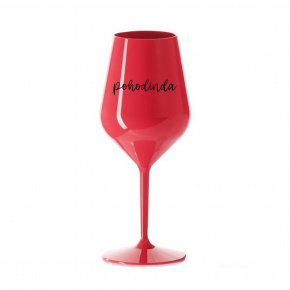 POHODINDA - červená nerozbitná sklenice na víno 470 ml