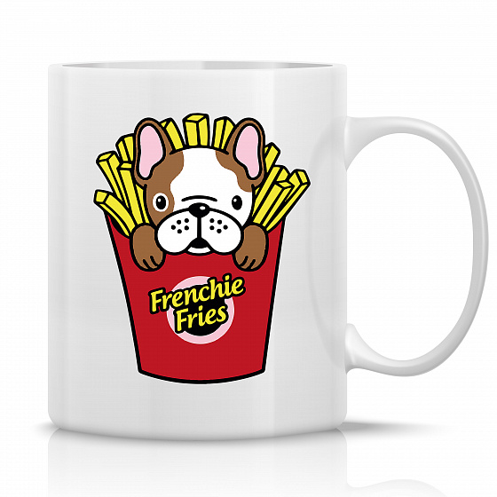 FRENCHIE FRIES - klasický bílý keramický hrníček 300 ml