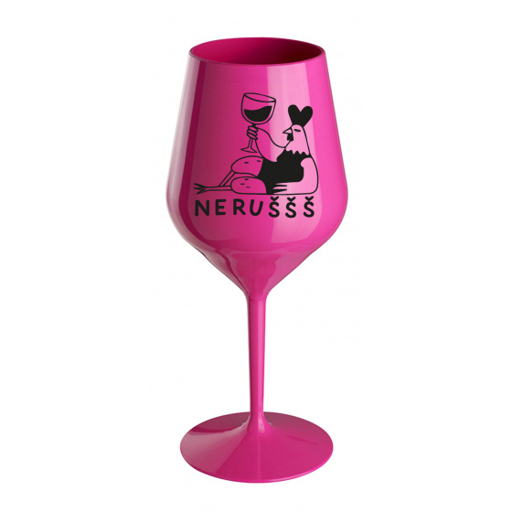 NERUŠŠŠ - růžová nerozbitná sklenice na víno 470 ml