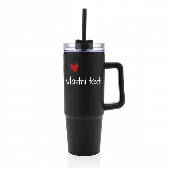 Vlastní text na cestovní termosku s průhledným víčkem