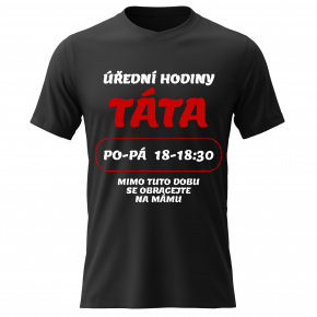 Pánské bavlněné tričko s potiskem - ÚŘEDNÍ HODINY TÁTA - černé