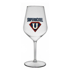 SUPERUČITEL (ZNAK) - čirá nerozbitná sklenice na víno 470 ml