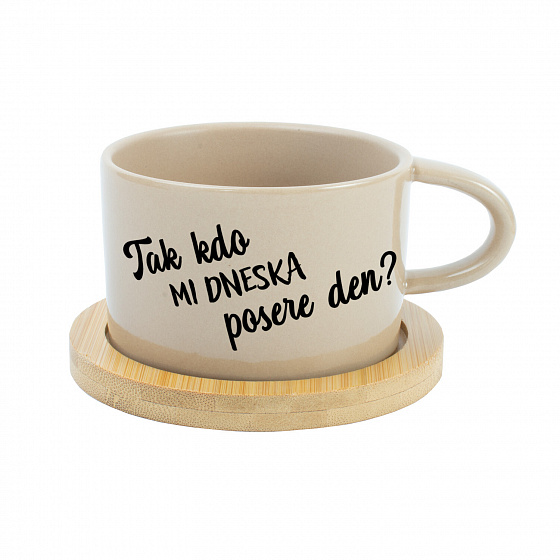 TAK KDO MI DNESKA POSERE DEN? - krémový hrníček makronka 200 ml
