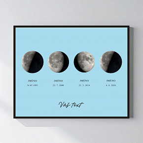 Personalizovaný magický fotoobraz v rámu - 40 x 50 - měsíční fáze rodiny