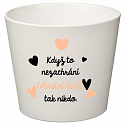 Bílý keramický květináč - když to nezvládne … tak nikdo - malý