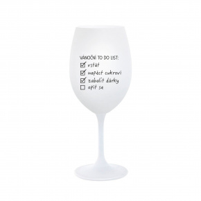 VÁNOČNÍ TODO LIST - bílá  sklenice na víno 350 ml