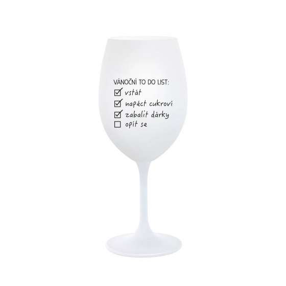 VÁNOČNÍ TODO LIST - bílá  sklenice na víno 350 ml