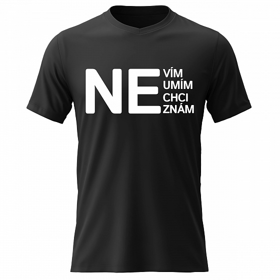 Dámské bavlněné tričko s potiskem - NE - černé