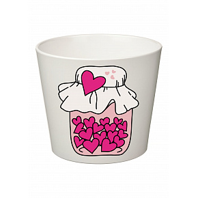 SKLENICE SE SRDÍČKY - velký květináč 