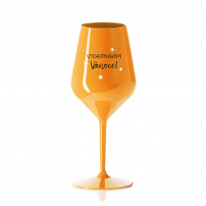 VYCHUTNÁVÁM SI VÁNOCE - oranžová nerozbitná sklenice na víno 470 ml