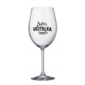 SUPER UČITELKA - čirá sklenice na víno 350 ml 