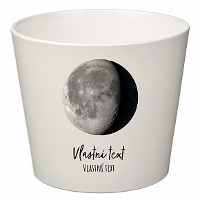 Bílý keramický květináč s měsíční fází - malý