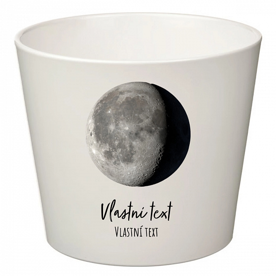 Bílý keramický květináč s měsíční fází - malý
