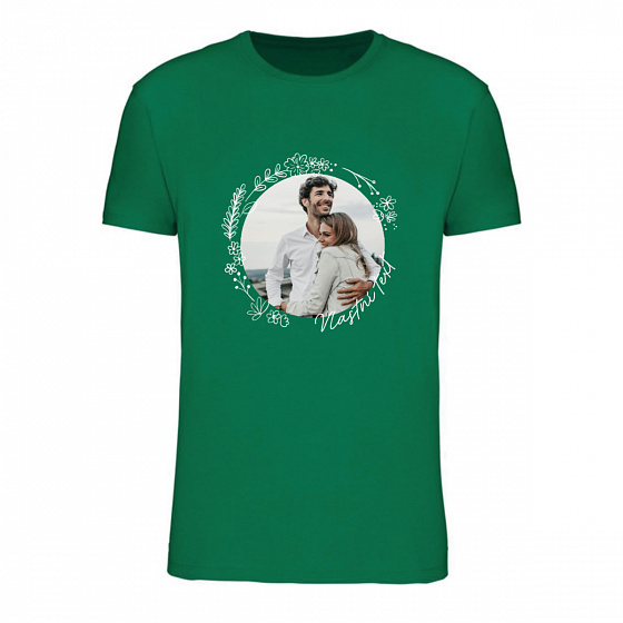 Personalizované pánské tričko s fotografií a květinovým ohraničením