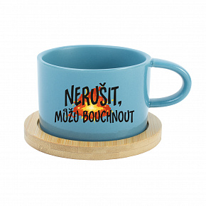 NERUŠIT, MŮŽU BOUCHNOUT. - modrý hrníček makronka 200 ml NERUŠIT, MŮŽU BOUCHNOUT. - modrý hrníček makronka 200 ml