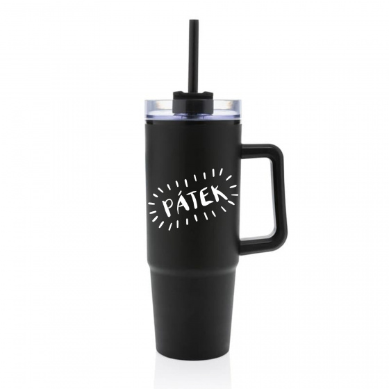 PÁTEK - černý cestovní hrnek s průhledným víčkem 900 ml  