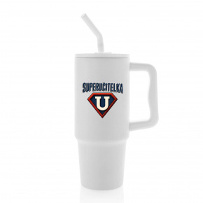 SUPERUČITELKA (ZNAK) - bílý cestovní termohrnek 900 ml  
