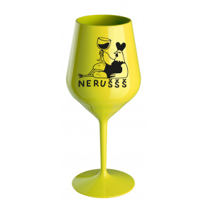 NERUŠŠŠ - žlutá nerozbitná sklenice na víno 470 ml